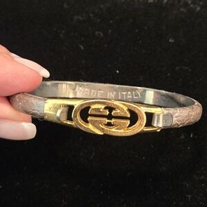 VINTAGE GUCCI WOMEN'S GOLD SILVER SNAKE & GOLD HARDWARE BRACELET